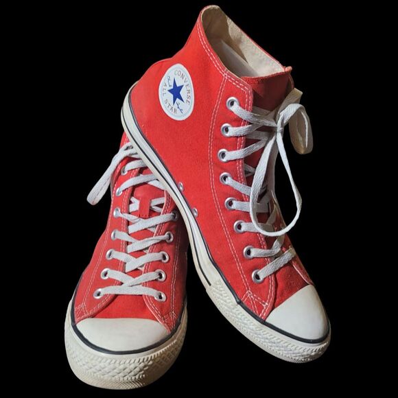 Red Converse All Star High Tops Sneakers Men's Size 10 Shoes - Picture 1 of 8